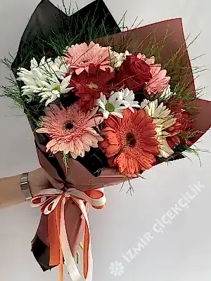 Canlı Karışık Çiçek Buketi