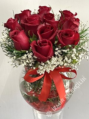 Vazoda 11 Kırmızı Gül
